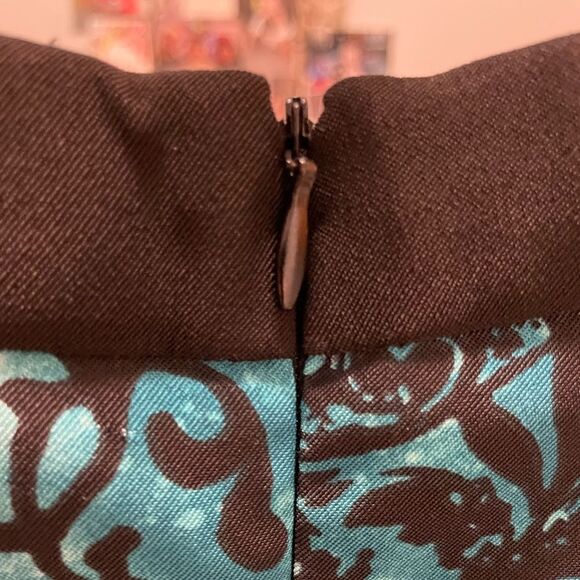 Connected Apparel Sleeveless Floral Bodycon Midi Dress Black & Turquoise Size 10 - Picture 6 of 9